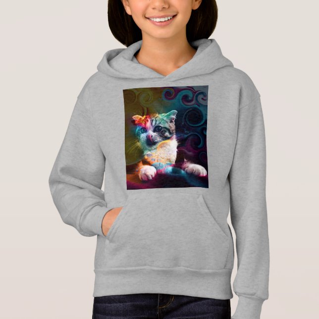 ROlig MODERN FÄRGGLAD KATT KONST T Shirt (Framsida)