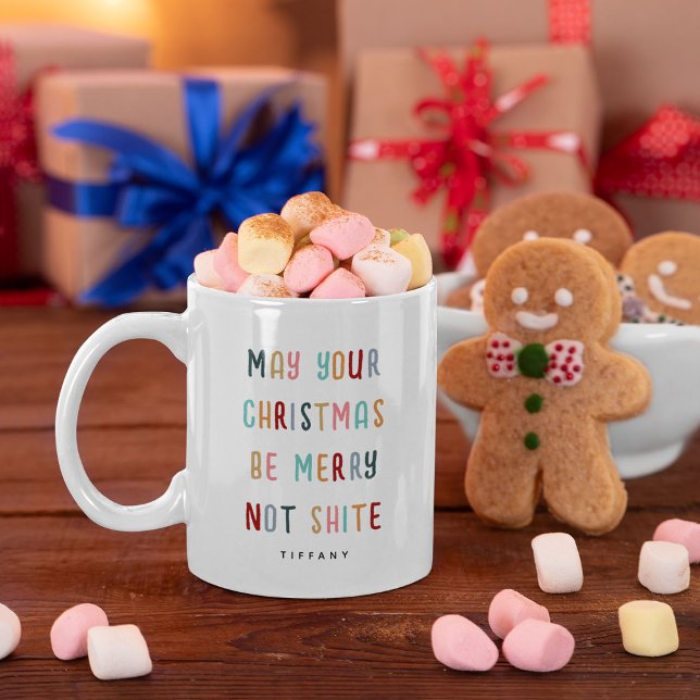 Rolig Modern Färgglad Personlig Julpresent Kaffemugg (Skapare uppladdad)