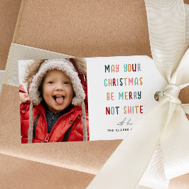 Rolig Modern Färgrik Jul Foto God Jul Presentetikett