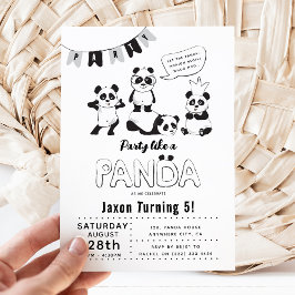Rolig Modern 'Festa som en Panda' Barnkalas-inbjud Inbjudningar