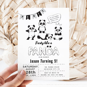 Rolig Modern 'Festa som en Panda' Barnkalas-inbjud Inbjudningar