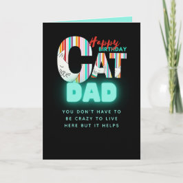 Rolig Modern Galen Katt Pappa Personlig Födelsedag Kort