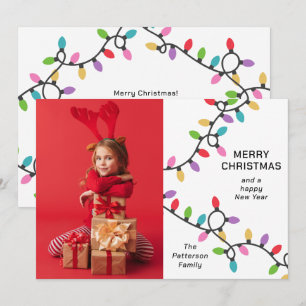 Rolig Modern Glad Jul Festiva Ljus Foto Julkort