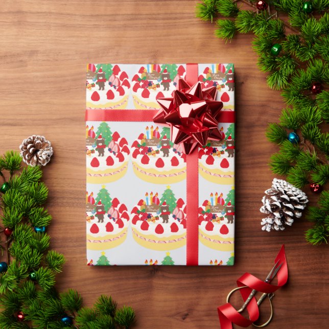 Rolig Modern Julfirande Tårta Björn  Presentpapper (Julgåva)