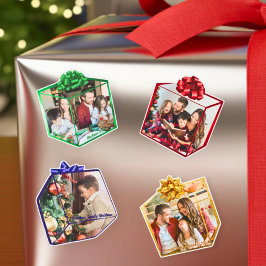Rolig Modern Julpresent Familjefoto Anpassad Klistermärken