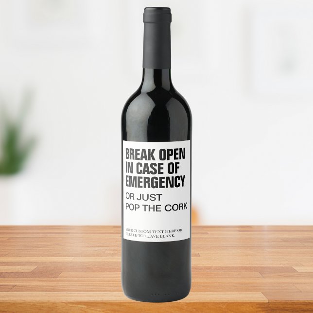 Rolig Modern Öppna Nödläge Vin Anpassad Text Vinflaska Etikett (Skapare uppladdad)