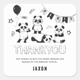 Rolig Modern Panda Tack Barnkalas Fyrkantigt Klistermärke