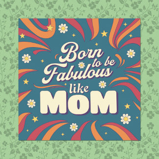 Rolig Modern Retro Psykedelisk Mamma Citat Typogra Poster