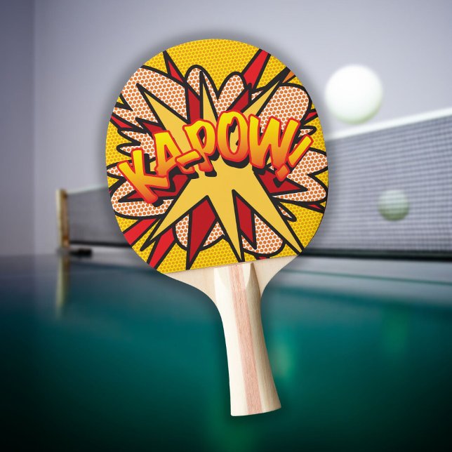 Rolig Modern Retro Serietidning KAPOW Popkonst Pingisracket (Fun Modern Retro Comic Book KAPOW Pop Art Ping Pong Paddle)