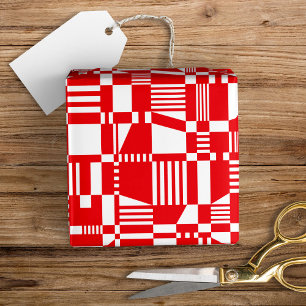 Rolig modern rutig röd och vit presentpapper
