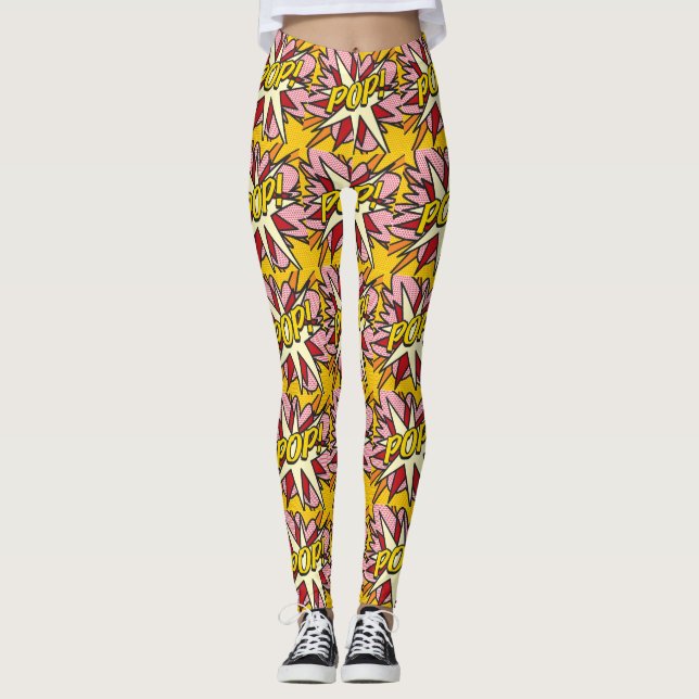 Rolig Modern Serietidning POP Färgglad Cosplay Leggings (Framsida)