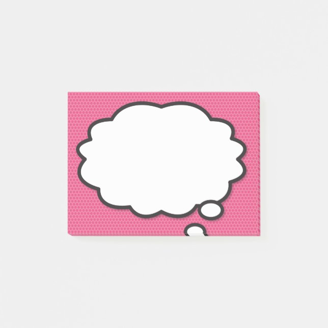 Rolig Modern Serietidning Tänk Bubbla Rosa Post-it Block (Framsida)