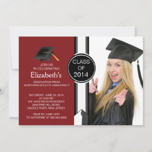 Rolig Modern Studentfoto Examenfest Inbjudningar