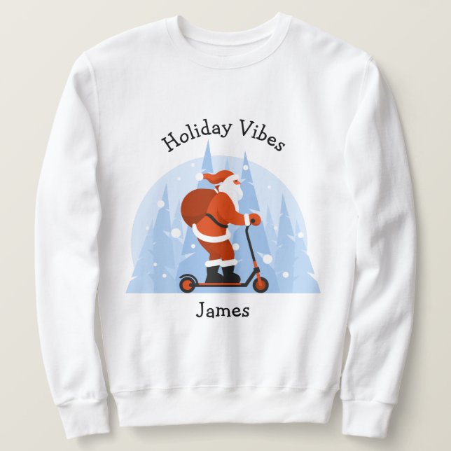 Rolig Modern Tomte Jul Högtid Lång Ärmad Tröja (Design framsida)
