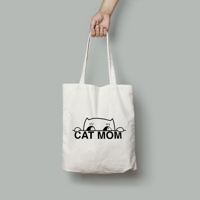 Rolig Modern Typografi Minimalistisk Kattmamma Tygkasse (Skapare uppladdad)