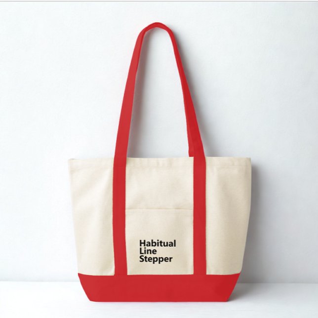 Rolig Modern Typsnitt Minimalistisk Svart Text Tygkasse (Habitual line stepper typography tote bag)