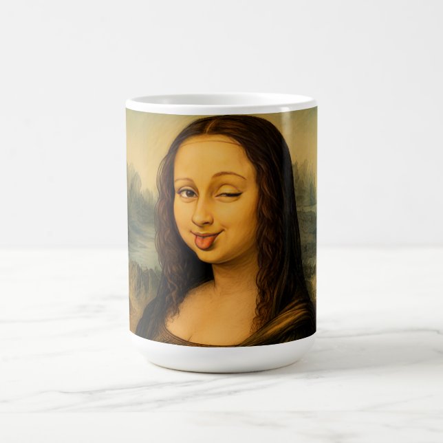 Rolig Mona Lisa blinkande kaffemugg Da Vinci konst (Center)