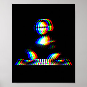 Rolig Mona Lisa Dj Varwave Techno Rave Edm Musik P Poster
