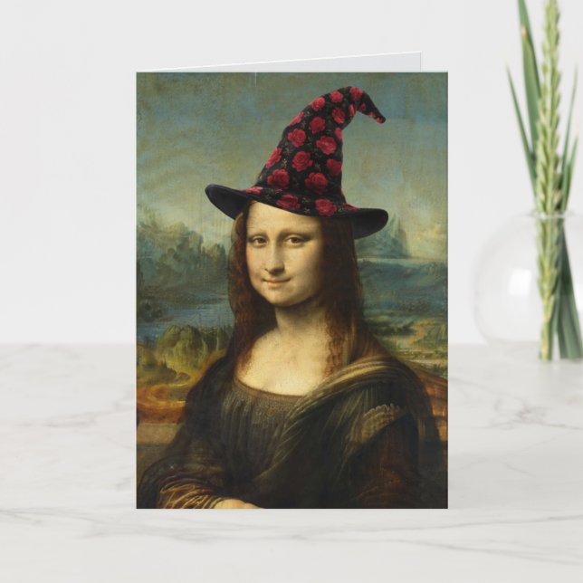 Rolig Mona Lisa Halloween-kort Helgkort (Framsida)