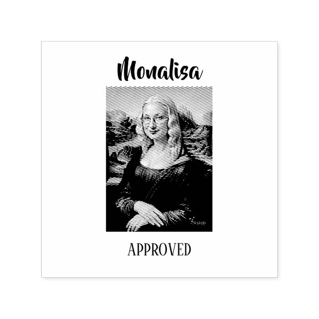 Rolig Mona Lisa Parodi Konst Självfärgande Stämpel (Design)