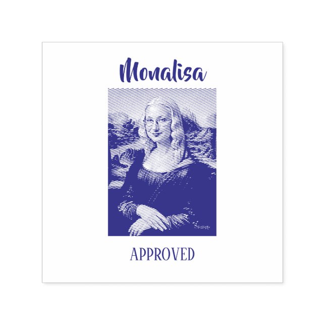 Rolig Mona Lisa Parodi Konst Självfärgande Stämpel (Design)