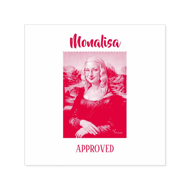 Rolig Mona Lisa Parodi Konst Självfärgande Stämpel (Design)