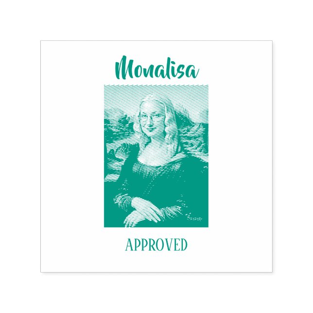 Rolig Mona Lisa Parodi Konst Självfärgande Stämpel (Design)