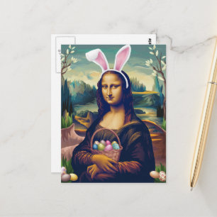 Rolig Mona Lisa påskharen Vykort
