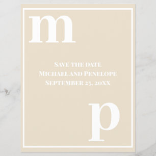 Rolig Monogram Champagne Beige Budget Spara Datume Reklamblad