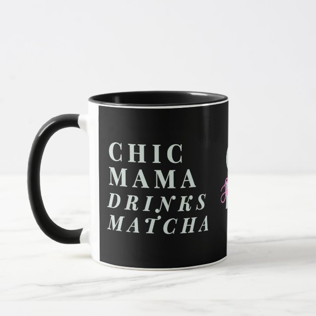 Rolig monogram för mamma - Matcha-te - minimalisti Mugg (Vänster)