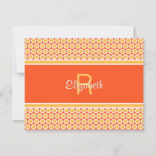 Rolig monogram gul orange vit geometrisk mönster anteckningskort