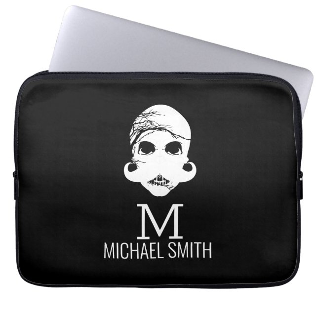 Rolig monogram med mustasch laptop fodral (Framsidan)