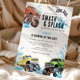 Rolig Monster Truck 2-års födelsedags poolparty Inbjudningar