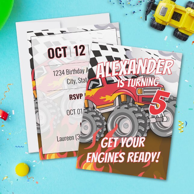 Rolig Monster Truck Födelsedagsfest Inbjudan (Skapare uppladdad)