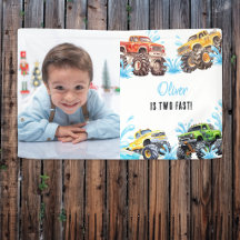 Rolig Monster Truck Foto 2-års Födelsedags Poolpar