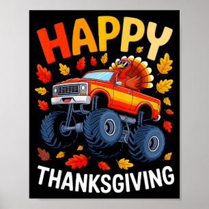 Rolig Monster Truck Turk Glad Thanksgiving För Poster