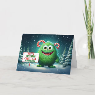 Rolig monsterjul för barnbarn helgkort