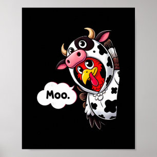 Rolig Moo Kalkon Kostym Thanksgiving Män Kvinnor Poster