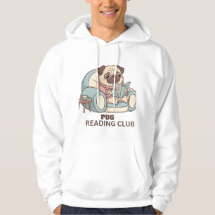 Rolig Mops som Läser Prosa & Framben Hoodie