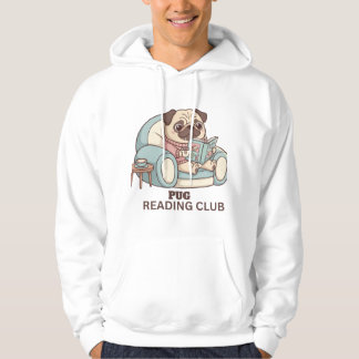 Rolig Mops som Läser Prosa & Framben Hoodie