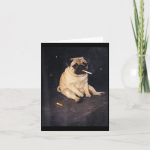 Rolig mops som röker meme cigarett hund meme gata kort