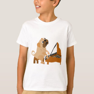 Rolig mopshund som leker pianot tee shirt