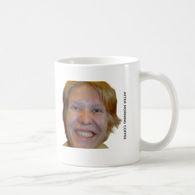 Rolig morgonkaffekopp med före och efter-meme kaffemugg (Höger)