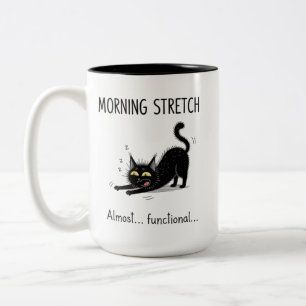 Rolig morgonsträckning Nästan funktionell kattmugg Två-Tonad Mugg