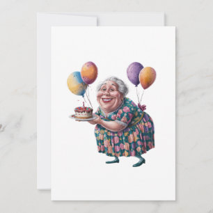 Rolig mormor blommig klänning födelsedags konst kort