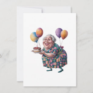 Rolig mormor blommig klänning födelsedags konst tack kort