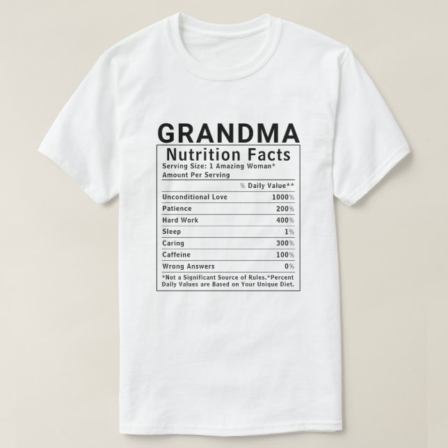Rolig Mormor Näringsfakta Mors Dag Present T Shirt (Design framsida)