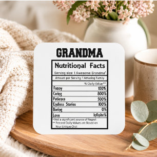 Rolig Mormor Näringsfakta Söt Farmor Fyrkantigt Klistermärke