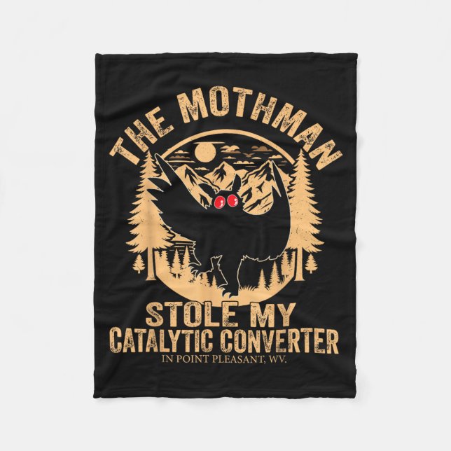 Rolig Mothman Stjäl Katalytisk Konverter Mothman Fleecefilt (Framsidan)