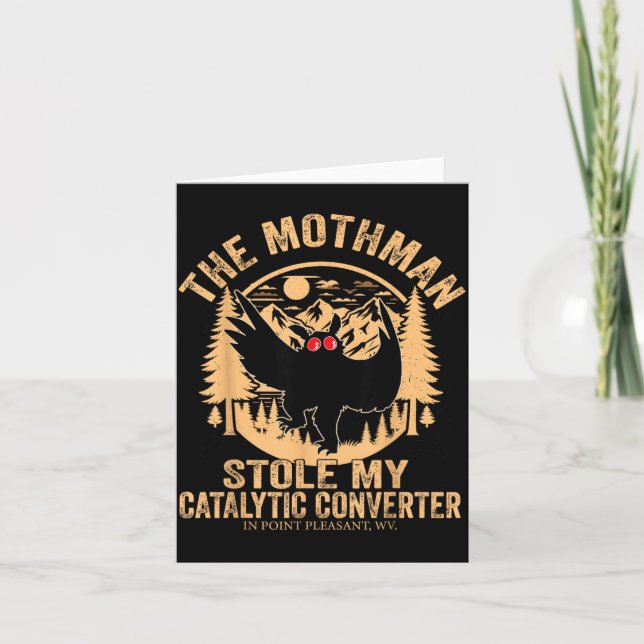 Rolig Mothman Stjäl Katalytisk Konverter Mothman Kort (Framsida)
